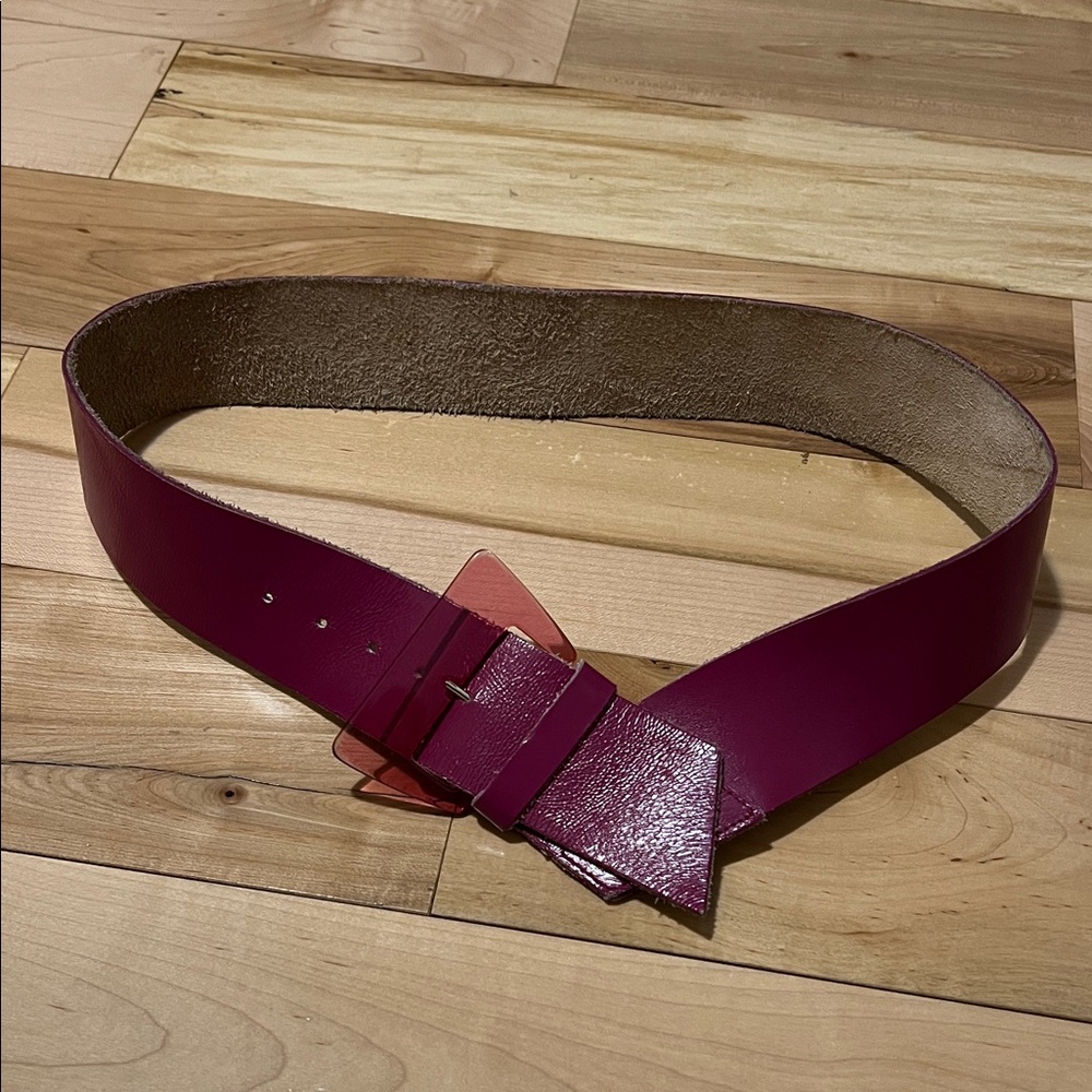 Vintage Magenta Leather Belt